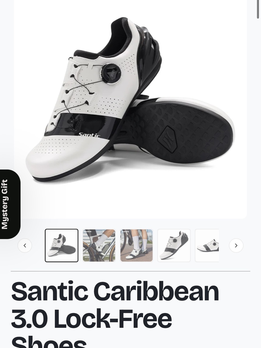 Unisex White and Black Caribbean 3.0 Lock-Free Cycling Shoes